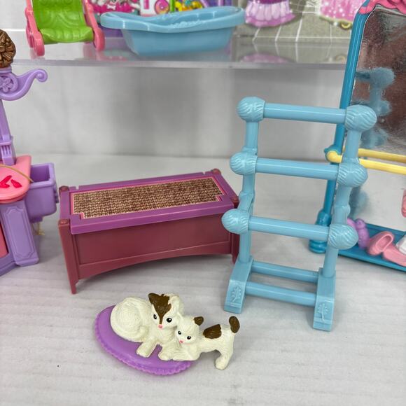 Fisher Price Loving Family Vanity Ballerina Mirror Cats Stroller Lot of 9 Pieces - Picture 3 of 13